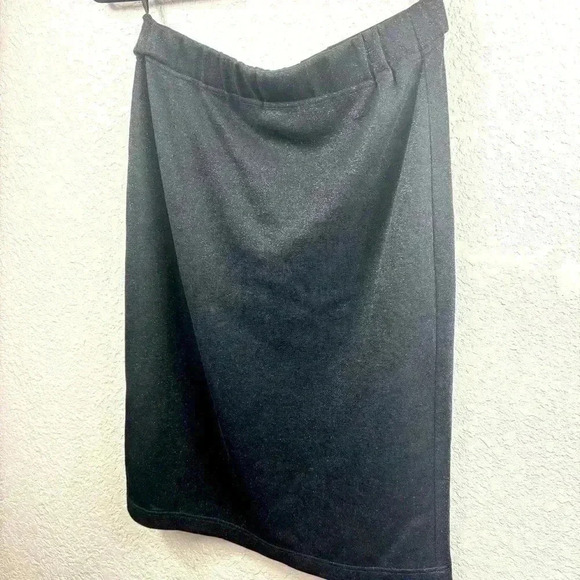 Vintage Betty Barclay Black Shimmer Clingy Midi Knee Length Skirt - Size 36 - Picture 2 of 6